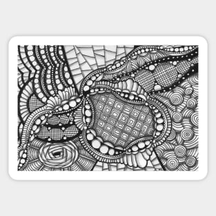 Abstract monochrome pattern illustration hand draw inspired by zentangle Sticker